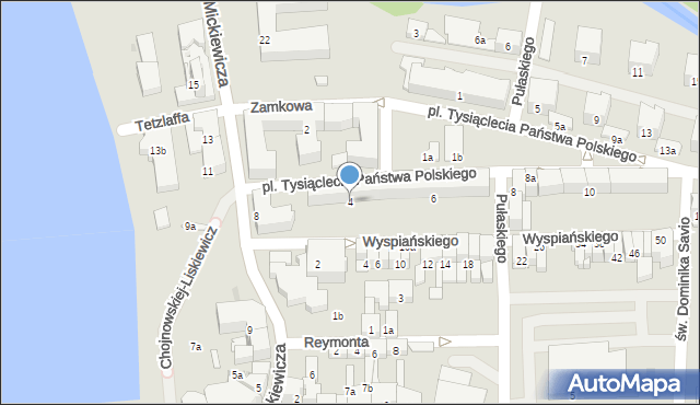 Ostróda, Plac Tysiąclecia Państwa Polskiego, 4, mapa Ostróda