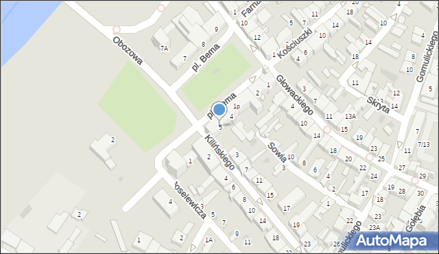 Ostrołęka, Plac Bema Józefa, gen., 5, mapa Ostrołęka