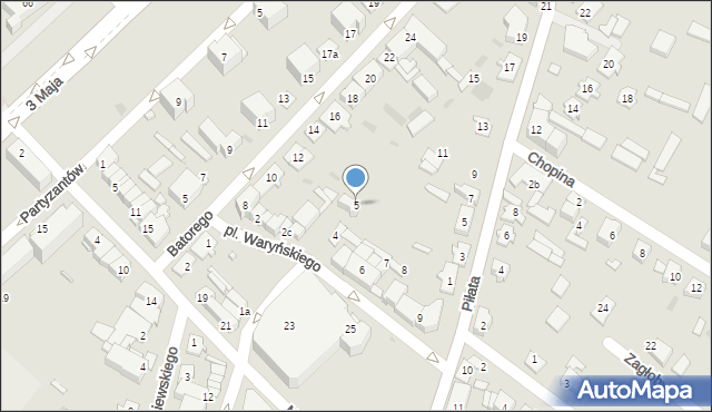 Ostrów Mazowiecka, Plac Waryńskiego Ludwika, 5, mapa Ostrów Mazowiecka