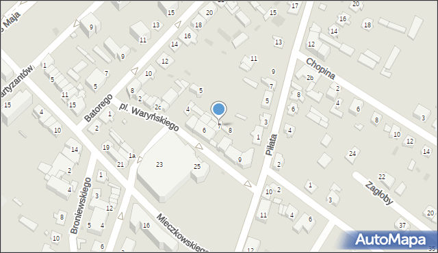 Ostrów Mazowiecka, Plac Waryńskiego Ludwika, 7, mapa Ostrów Mazowiecka