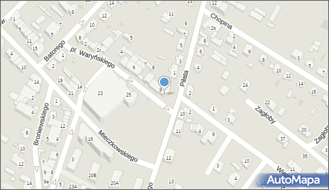 Ostrów Mazowiecka, Plac Waryńskiego Ludwika, 9a, mapa Ostrów Mazowiecka