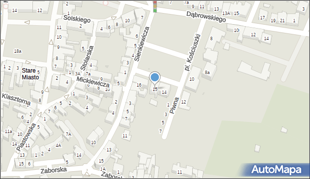 Oświęcim, Plac Kościuszki Tadeusza, gen., 15, mapa Oświęcimia