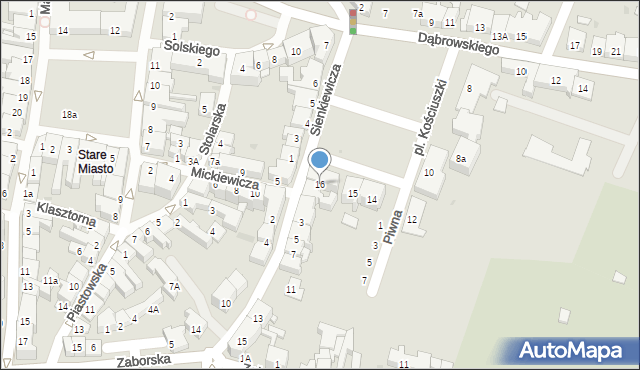 Oświęcim, Plac Kościuszki Tadeusza, gen., 16, mapa Oświęcimia