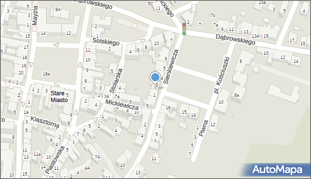 Oświęcim, Plac Kościuszki Tadeusza, gen., 2, mapa Oświęcimia