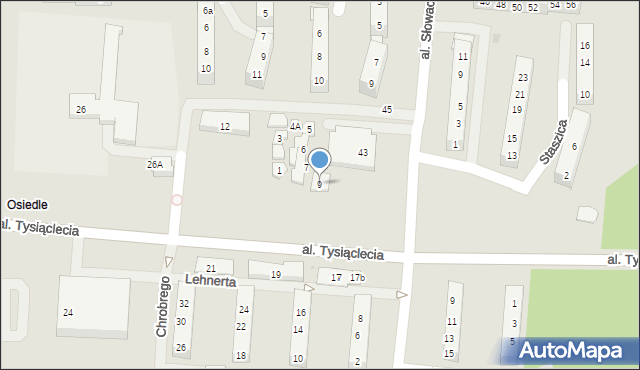 Oświęcim, Plac Pokoju, 9, mapa Oświęcimia