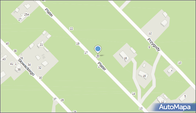 Otwock, Plater Emilii, 20, mapa Otwock