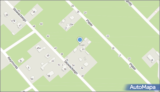 Otwock, Plater Emilii, 21A, mapa Otwock