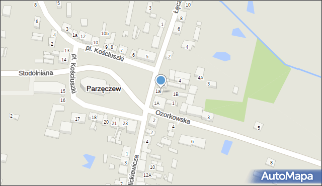 Parzęczew, Plac Kościuszki Tadeusza, gen., 1, mapa Parzęczew