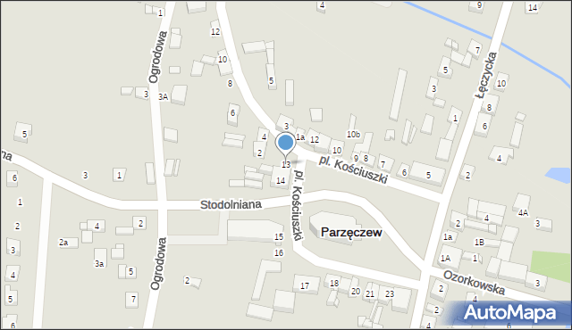 Parzęczew, Plac Kościuszki Tadeusza, gen., 13, mapa Parzęczew
