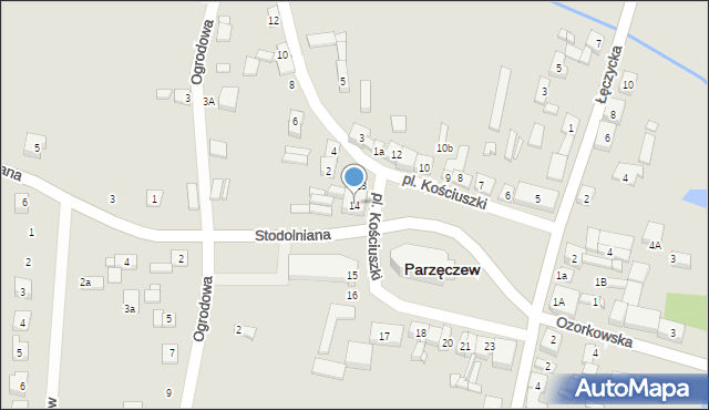 Parzęczew, Plac Kościuszki Tadeusza, gen., 14, mapa Parzęczew