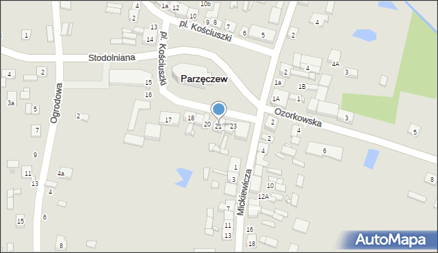 Parzęczew, Plac Kościuszki Tadeusza, gen., 21, mapa Parzęczew