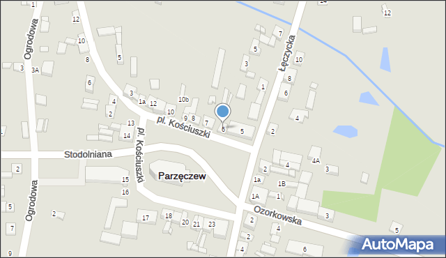 Parzęczew, Plac Kościuszki Tadeusza, gen., 6, mapa Parzęczew