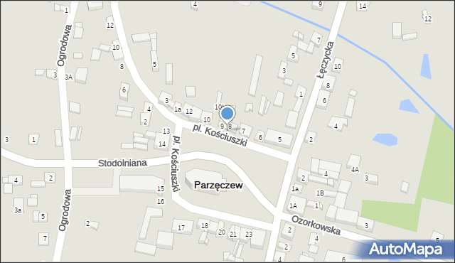 Parzęczew, Plac Kościuszki Tadeusza, gen., 8b, mapa Parzęczew