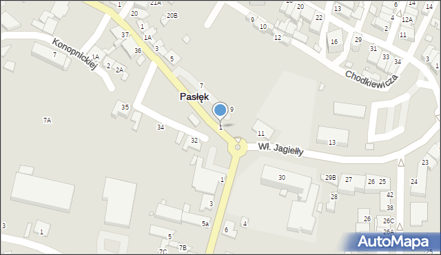 Pasłęk, Plac Tysiąclecia, 1, mapa Pasłęk