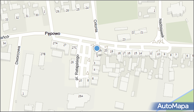 Pępowo, Plac Ratajskiego Cyryla, 1, mapa Pępowo