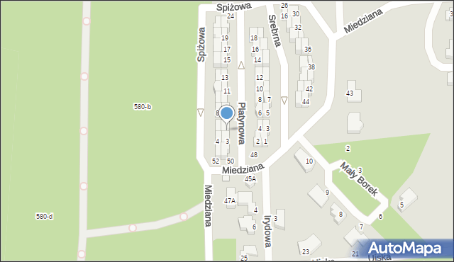 Piła, Platynowa, 5, mapa Piły