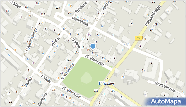 Pińczów, Plac Wolności, 21, mapa Pińczów