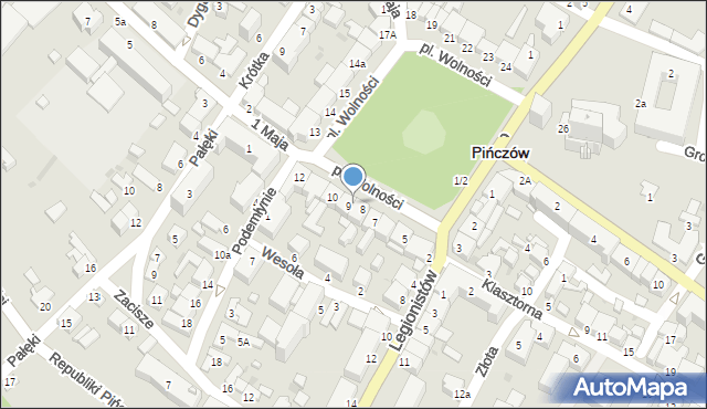 Pińczów, Plac Wolności, 9a, mapa Pińczów