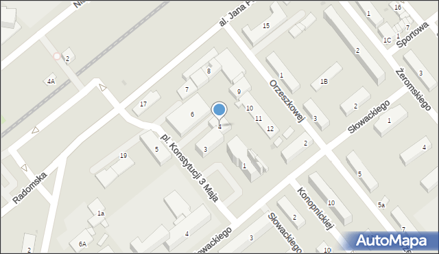 Pionki, Plac Konstytucji 3 Maja, 4, mapa Pionki