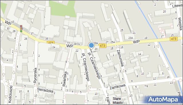 Piotrków Trybunalski, Plac Czarnieckiego Stefana, hetm., 5, mapa Piotrków Trybunalski