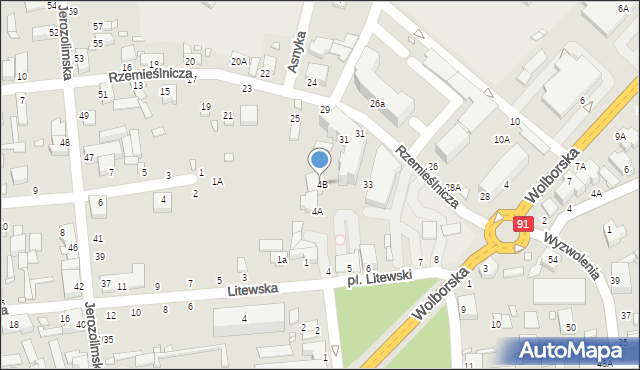 Piotrków Trybunalski, Plac Litewski, 4B, mapa Piotrków Trybunalski