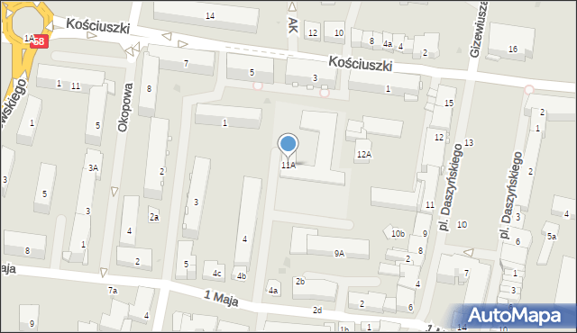 Pisz, Plac Daszyńskiego Ignacego, 11A, mapa Pisz