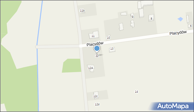 Placydów, Placydów, 12, mapa Placydów