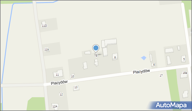 Placydów, Placydów, 9, mapa Placydów