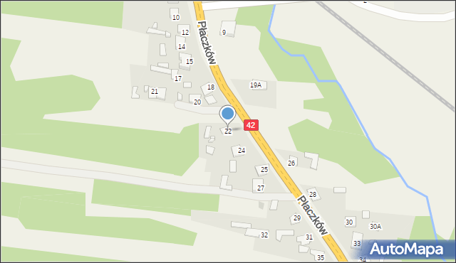 Płaczków, Płaczków, 22, mapa Płaczków