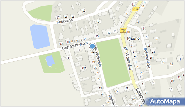 Pławno, Plac Wolności, 17, mapa Pławno