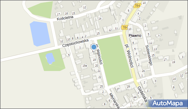 Pławno, Plac Wolności, 18, mapa Pławno