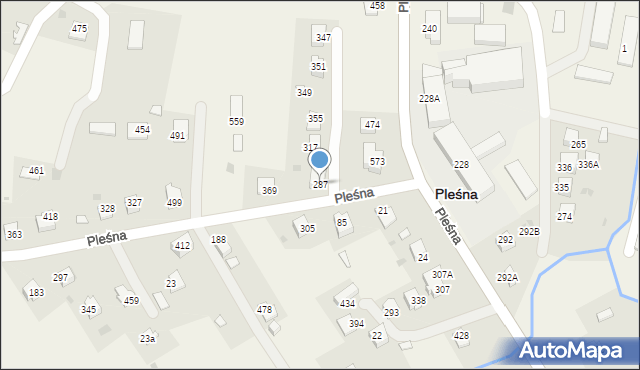 Pleśna, Pleśna, 287, mapa Pleśna