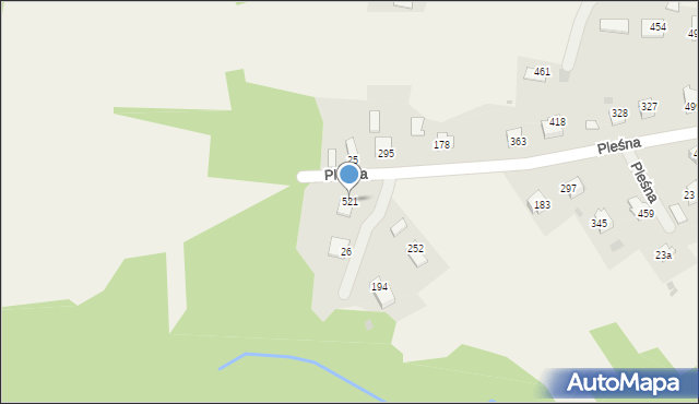 Pleśna, Pleśna, 521, mapa Pleśna