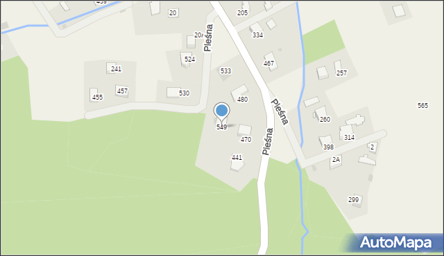 Pleśna, Pleśna, 549, mapa Pleśna
