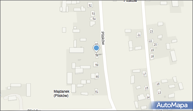 Plisków, Plisków, 58, mapa Plisków
