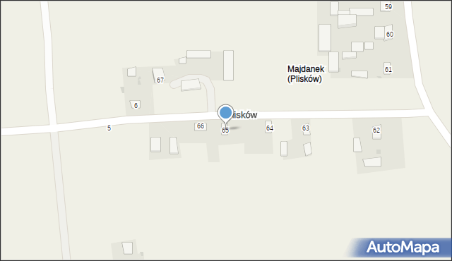 Plisków, Plisków, 65, mapa Plisków