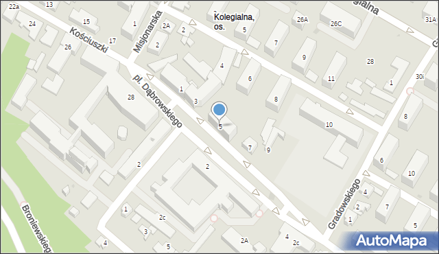 Płock, Plac Dąbrowskiego Jarosława, gen., 5, mapa Płock