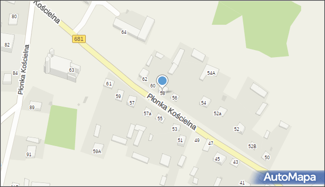 Płonka Kościelna, Płonka Kościelna, 58, mapa Płonka Kościelna