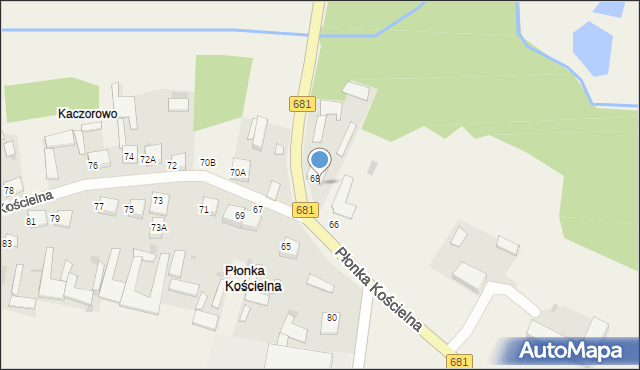 Płonka Kościelna, Płonka Kościelna, 68A, mapa Płonka Kościelna