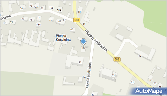 Płonka Kościelna, Płonka Kościelna, 80, mapa Płonka Kościelna