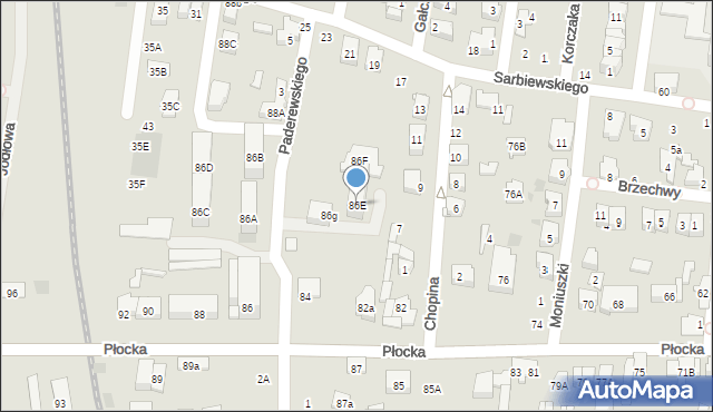 Płońsk, Płocka, 86E, mapa Płońsk