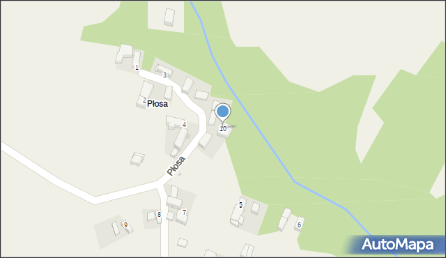 Płosa, Płosa, 10, mapa Płosa