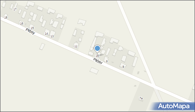 Płósy, Płósy, 10, mapa Płósy