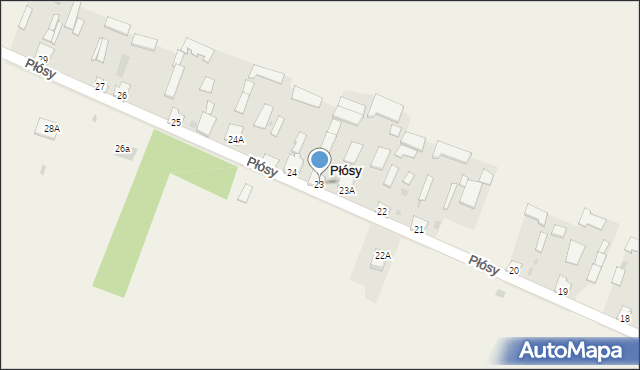 Płósy, Płósy, 23, mapa Płósy