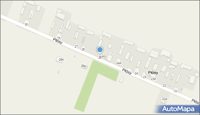 Płósy, Płósy, 25, mapa Płósy