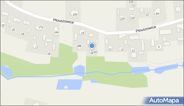 Płouszowice, Płouszowice, 14, mapa Płouszowice