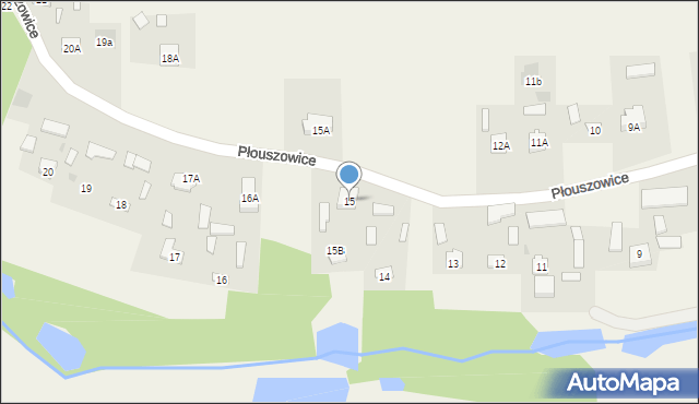 Płouszowice, Płouszowice, 15, mapa Płouszowice