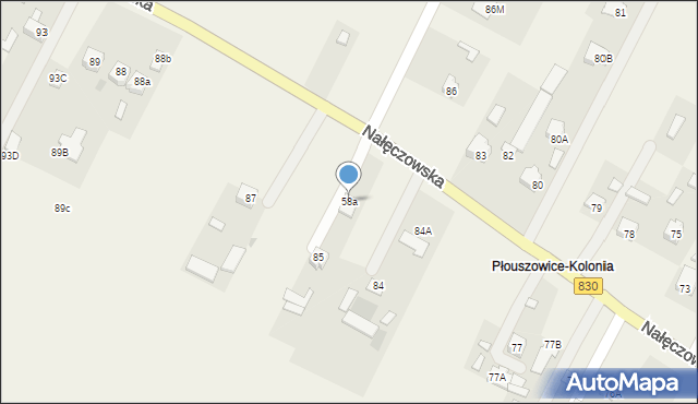 Płouszowice-Kolonia, Płouszowice-Kolonia, 58a, mapa Płouszowice-Kolonia