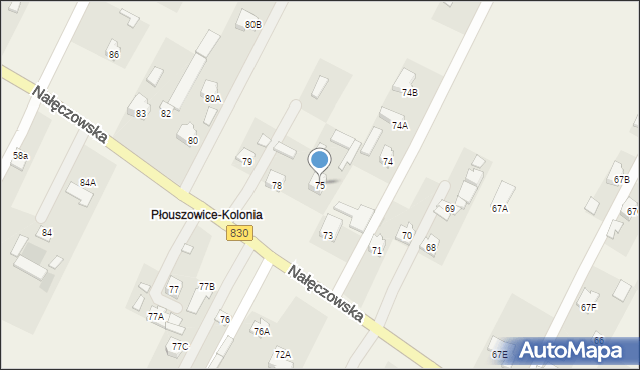 Płouszowice-Kolonia, Płouszowice-Kolonia, 75, mapa Płouszowice-Kolonia