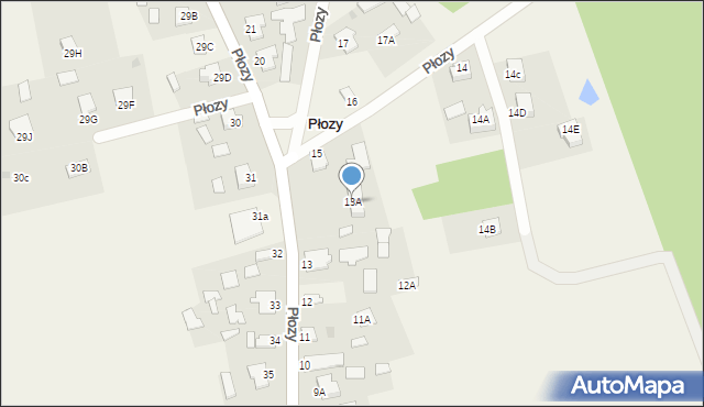 Płozy, Płozy, 13A, mapa Płozy
